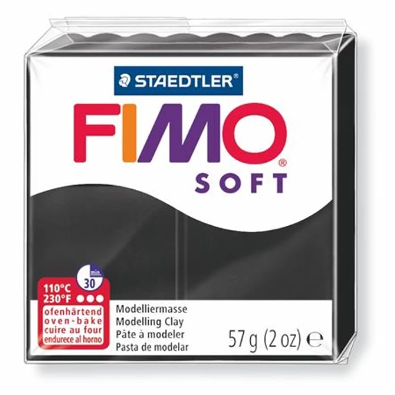 Gyurma, 57 g, égethető, FIMO "Soft", fekete Gyurma, 57 g, égethető, FIMO "Soft", fekete