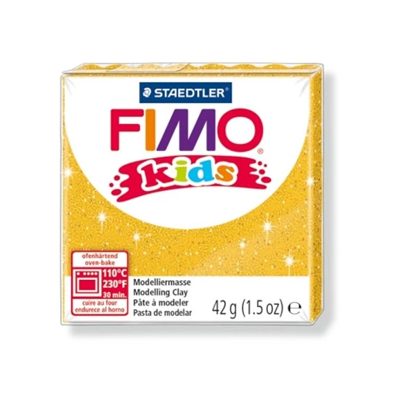 Gyurma, 42 g, égethető, FIMO "Kids", glitteres arany