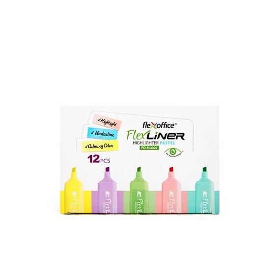 Szövegkiemelő készlet, 1-5 mm, FLEXOFFICE "Flexliner", vegyes pasztell színek