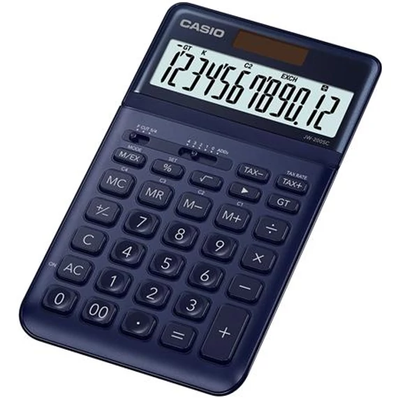 Számológép, asztali, 12 számjegy, CASIO "JW 200SC", sötétkék Számológép, asztali, 12 számjegy, CASIO "JW 200SC", sötétkék