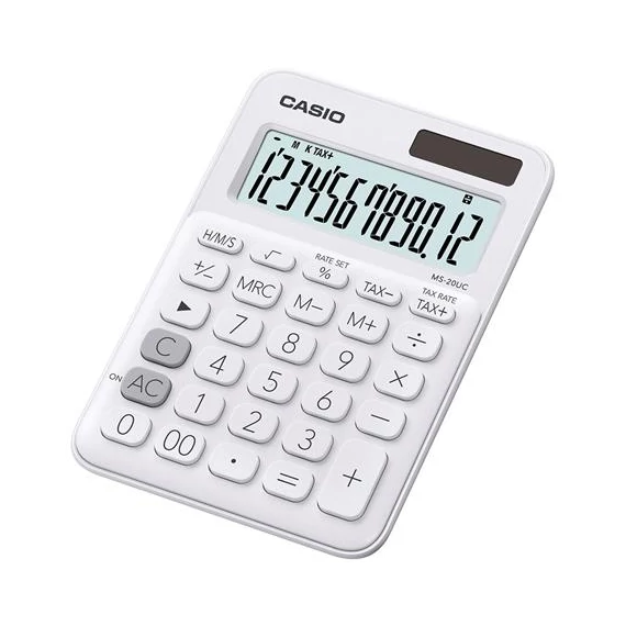 Számológép, asztali, 12 számjegy, CASIO "MS 20UC", fehér