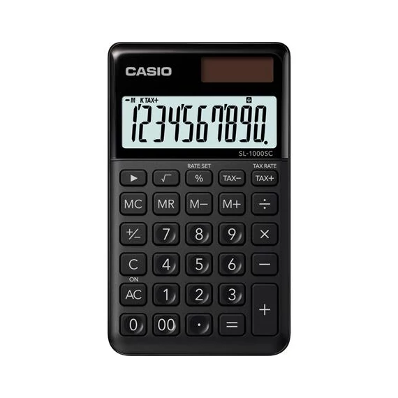 Zsebszámológép, 10 számjegy, CASIO "SL 1000", fekete