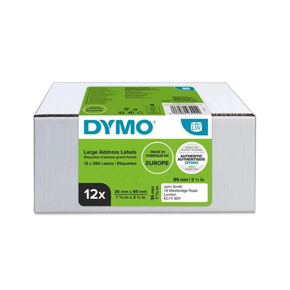 Etikett, LW nyomtatóhoz, 36x89 mm, 240 db etikett, DYMO