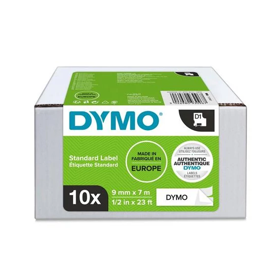 Feliratozógép szalag készlet, 9 mm x 7 m, DYMO "D1", fehér-fekete