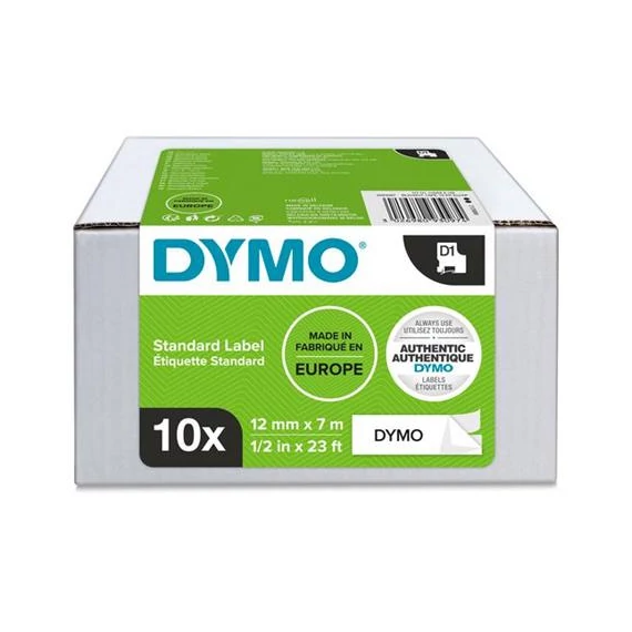 Feliratozógép szalag készlet, 12 mm x 7 m, DYMO "D1", fehér-fekete