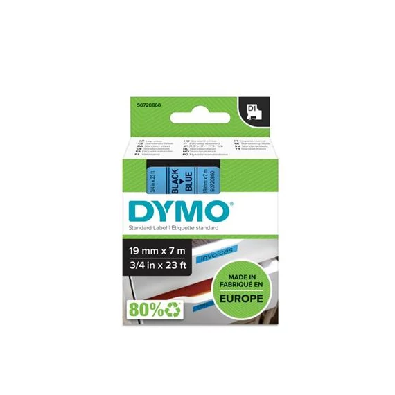 Feliratozógép szalag, 19 mm x 7 m, DYMO "D1", kék-fekete