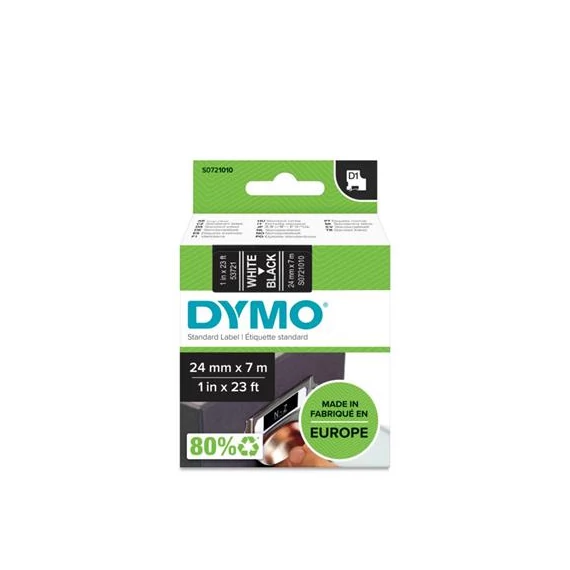 Feliratozógép szalag, 24 mm x 7 m, DYMO "D1", fekete-fehér