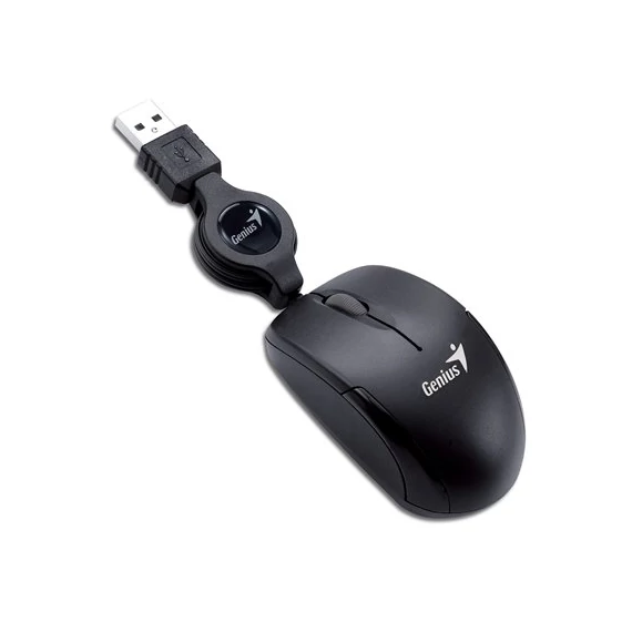 Egér, vezetékes, optikai, kisméret, USB, GENIUS "Micro Traveler", fekete