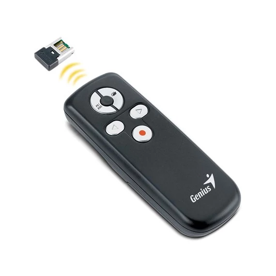 Prezentációs távirányító, lézermutatóval, vezeték nélküli, GENIUS "Media Pointer 100"