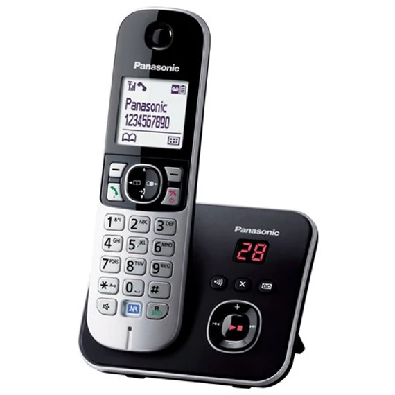 Telefon, vezeték nélküli, üzenetrögzítő, PANASONIC "KX-TG6821PDB", fekete Telefon, vezeték nélküli, üzenetrögzítő, PANASONIC "KX-TG6821PDB", fekete