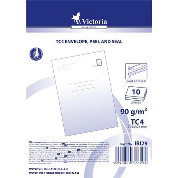Borítékcsomag, TC4, szilikonos, VICTORIA PAPER, 10 db/csomag