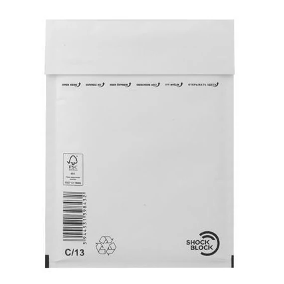 Légpárnás tasak, 170x225 mm külméret, 150x215 mm belméret, VICTORIA PAPER, "W3", fehér