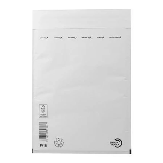 Légpárnás tasak, 240x350 mm külméret, 220x340 mm belméret, VICTORIA PAPER, "W6", fehér