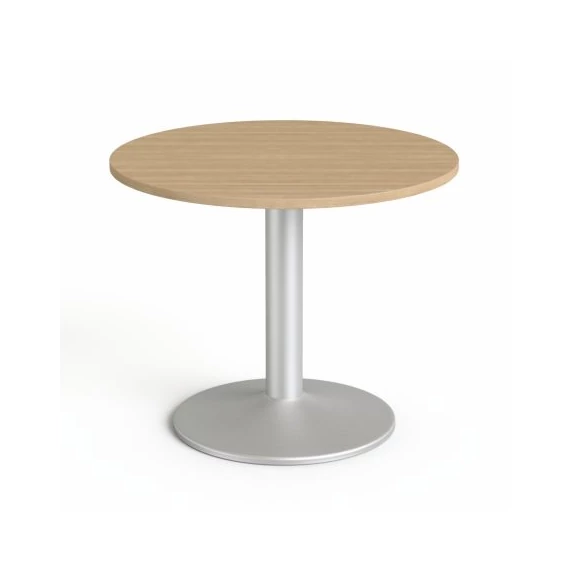 Tárgyalóasztal, kör, szürke fémlábbal, O 90 cm, MAYAH "Freedom SV-58", kőris