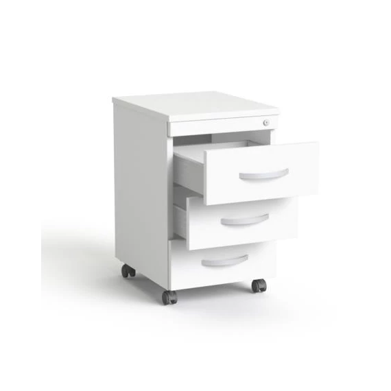 Görgős konténer, 3 fiókos, MAYAH "Freedom SV-18", fehér