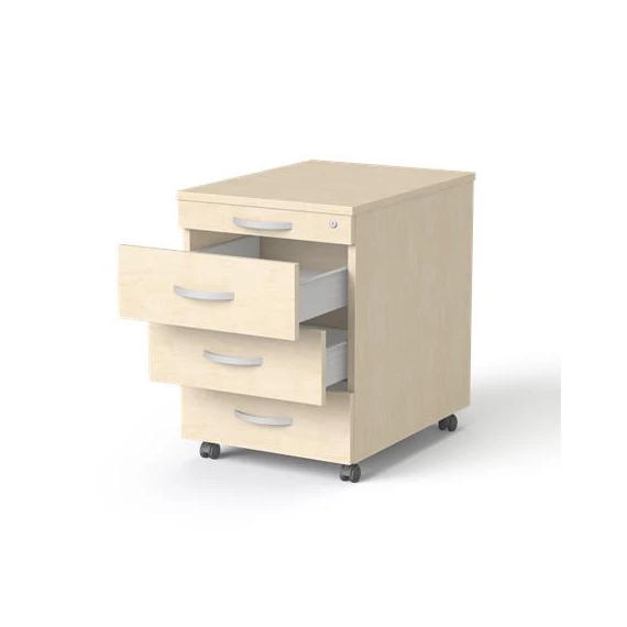 Görgős konténer, 4 fiókos, MAYAH "Freedom SV-15", juhar