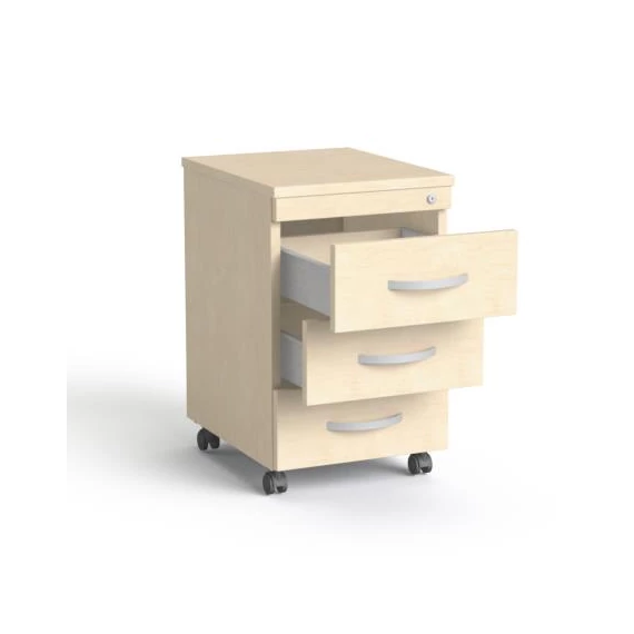 Görgős konténer, 3 fiókos, MAYAH "Freedom SV-18", juhar