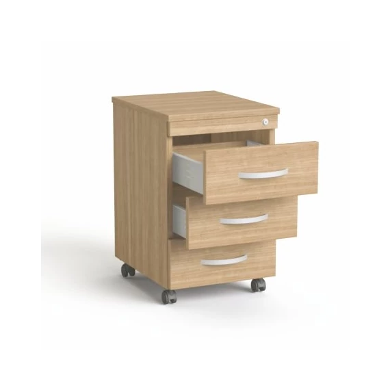 Görgős konténer, 3 fiókos, MAYAH "Freedom SV-18", kőris