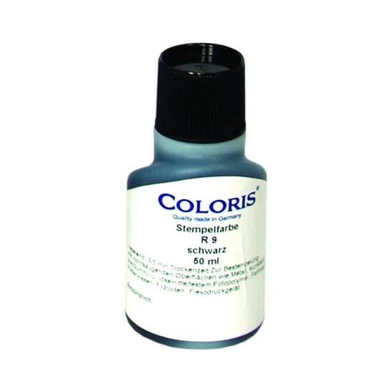 Bélyegzőfesték, 50 ml, ipari, univerzális, COLORIS "R9", fekete