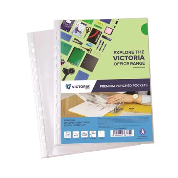 Genotherm, lefűzhető, A4, 80 mikron, víztiszta, VICTORIA OFFICE, 100 db/csomag