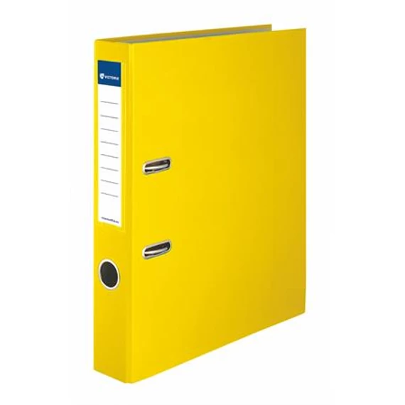Iratrendező, 50 mm, A4, PP/karton, élvédő sínnel, VICTORIA OFFICE, "Basic", sárga Iratrendező, 50 mm, A4, PP/karton, élvédő sínnel, VICTORIA OFFICE, "Basic", sárga