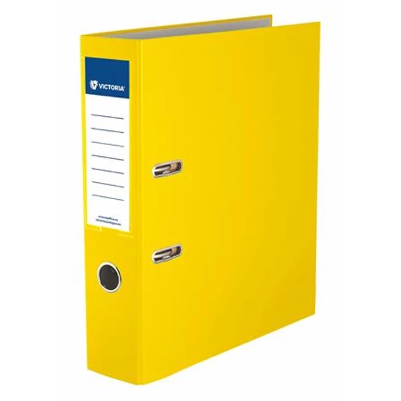 Iratrendező, 75 mm, A4, PP/karton, élvédő sínnel, VICTORIA OFFICE, "Basic", sárga Iratrendező, 75 mm, A4, PP/karton, élvédő sínnel, VICTORIA OFFICE, "Basic", sárga