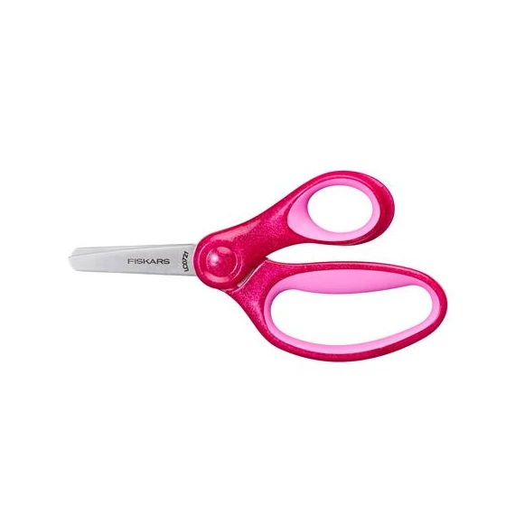 Olló, iskolai, 13 cm, FISKARS "Glitter Kids", rózsaszín