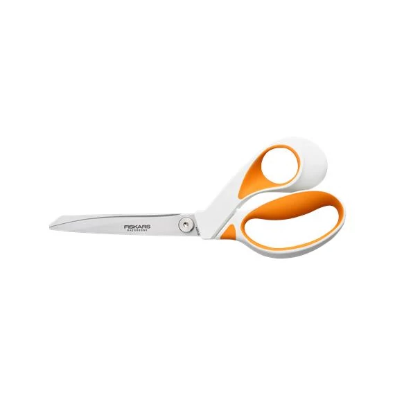 Olló, általános, 23 cm, FISKARS "RazorEdge Softgrip", narancssárga-fehér
