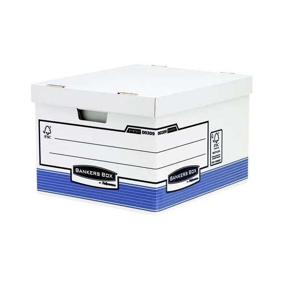 Archiválókonténer, karton, nagy, "BANKERS BOX® SYSTEM by FELLOWES®", kék, 10 db/csomag