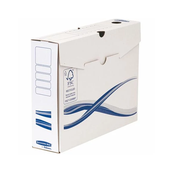 Archiválódoboz, A4, 80 mm, FELLOWES "Bankers Box Basic", kék-fehér