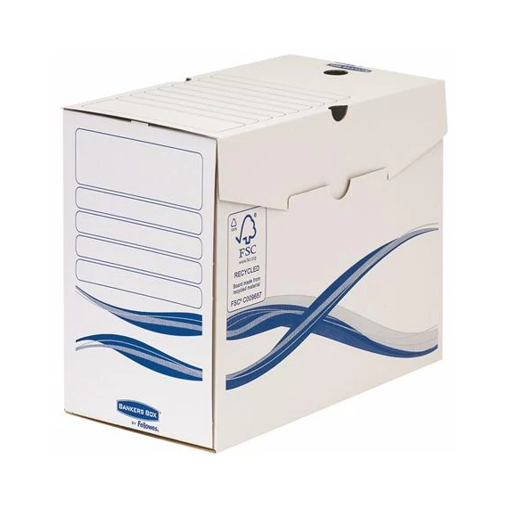 Archiválódoboz, A4, 150 mm, FELLOWES "Bankers Box Basic", kék-fehér