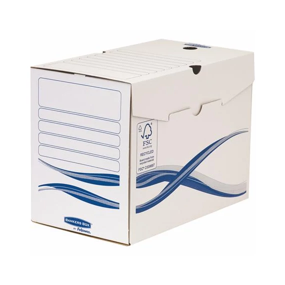 Archiválódoboz, A4, 200 mm, FELLOWES "Bankers Box Basic", kék-fehér