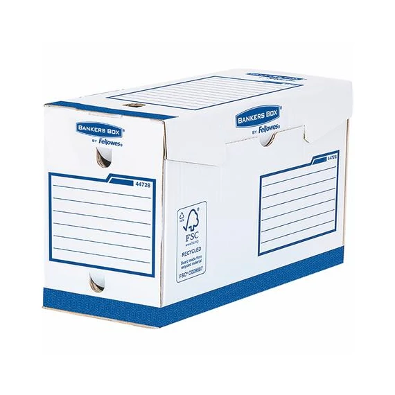 Archiválódoboz, extra erős, A4+, 150 mm, FELLOWES "Bankers Box Basic", kék- fehér