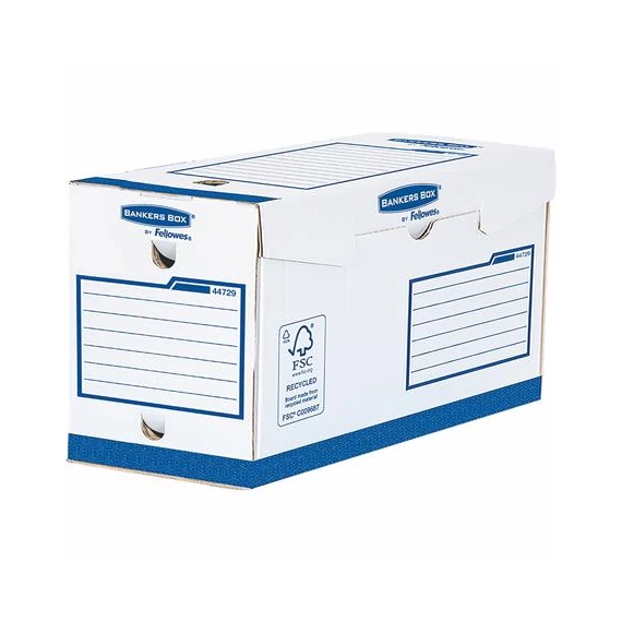 Archiválódoboz, extra erős, A4+, 200 mm, FELLOWES "Bankers Box Basic", kék- fehér