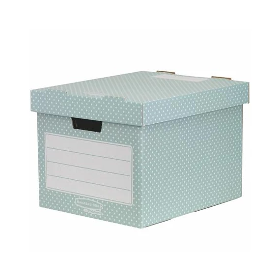 Tároló doboz, karton, 33,3x28,5x39 cm FELLOWES, "Style", zöld-fehér