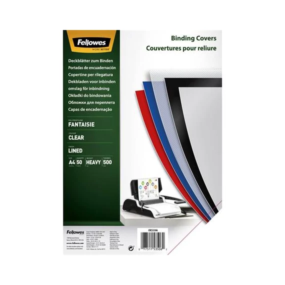 Hátlap, A4, 500 mikron, FELLOWES "Fantaisie", átlátszó