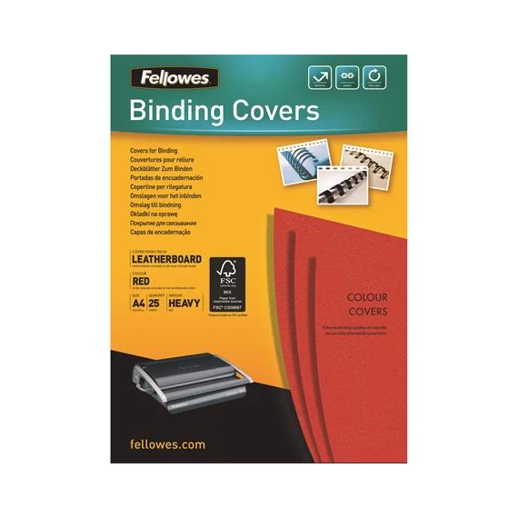 Hátlap, A4, 250 g, matt, FELLOWES "Delta", piros, 25 db Hátlap, A4, 250 g, matt, FELLOWES "Delta", piros, 25 db