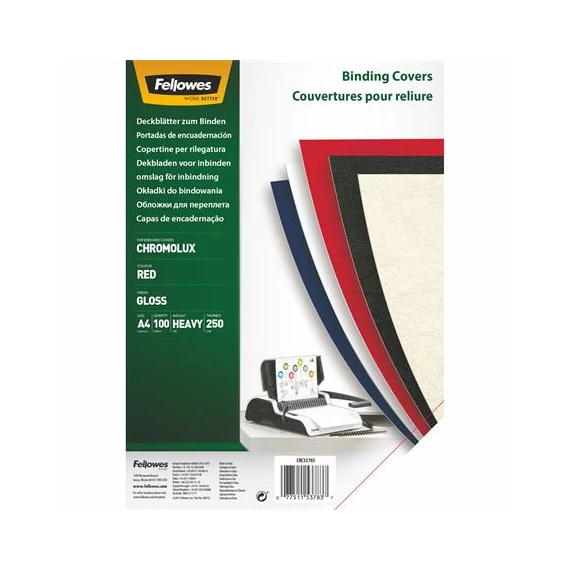 Hátlap, A4, 250 g, fényes, FELLOWES "Chromolux", piros Hátlap, A4, 250 g, fényes, FELLOWES "Chromolux", piros