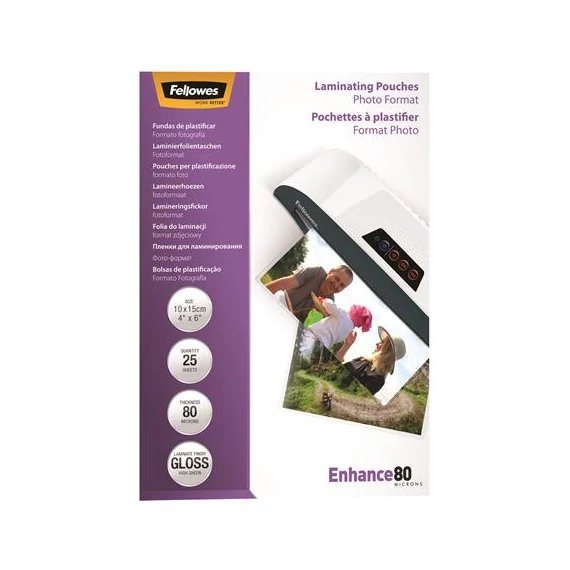 Meleglamináló fólia, 80 mikron, 100x150 mm, fényes, 25 db, FELLOWES Meleglamináló fólia, 80 mikron, 100x150 mm, fényes, 25 db, FELLOWES