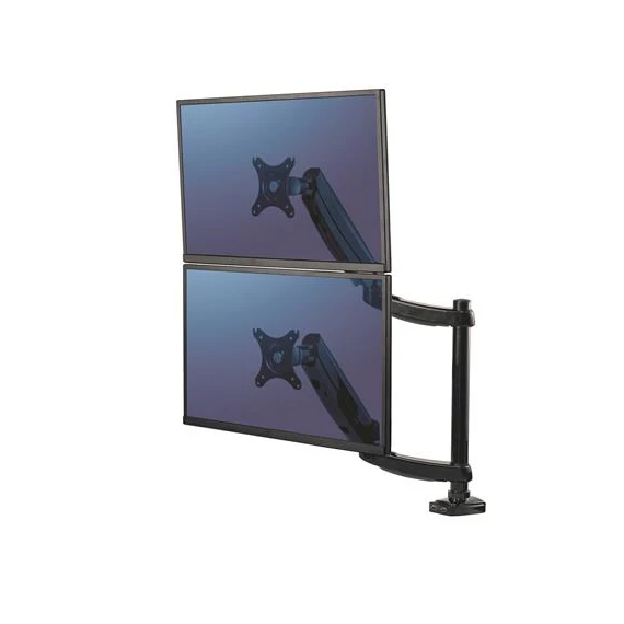 Monitortartó kar, két monitorhoz, FELLOWES, "Platinum Series™ Dual Stacking", fekete