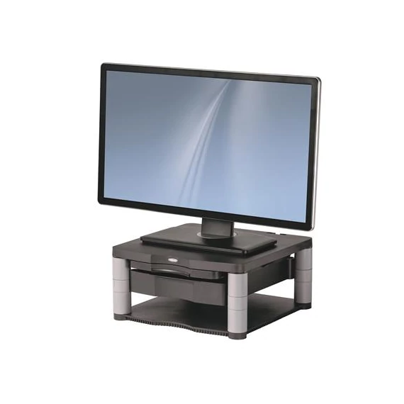 Monitorállvány, FELLOWES, "Premium Plus™", grafitszürke