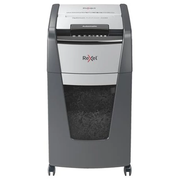 Iratmegsemmisítő, mikrokonfetti, 225 lap, REXEL, "Optimum AutoFeed+ 225M"