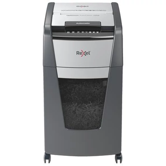 Iratmegsemmisítő, konfetti, 225 lap, REXEL, "Optimum AutoFeed+ 225X"