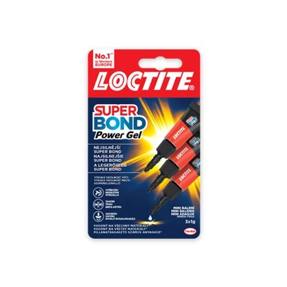 Pillanatragasztó gél, 3 x 1 g, HENKEL "Loctite Super Bond POWER Gél Mini Trio"