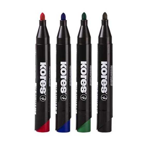 Alkoholos marker, 3-5 mm, kúpos, KORES "K-Marker XP1", 4 különböző szín