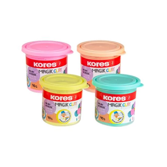 Gyurma,160 g, levegőre száradó, 4 pasztell szín, KORES "Magic Clay"