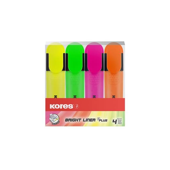 Szövegkiemelő készlet, 0,5-5 mm, KORES, 4 különböző szín