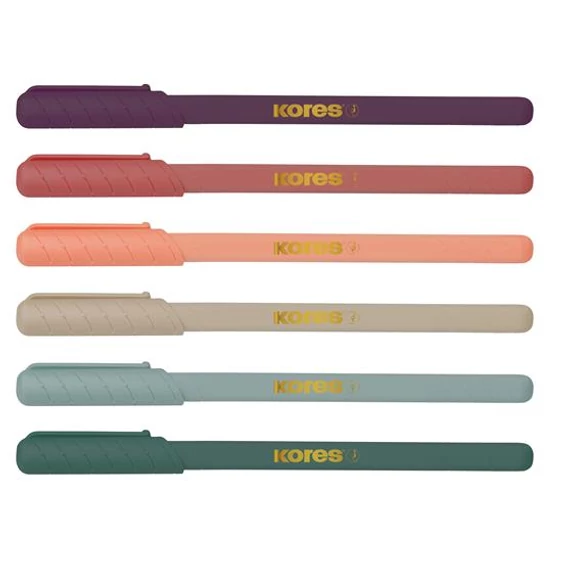 Golyóstoll, 1,0 mm, kupakos, háromszögletű, KORES "KOR-M Vintage", kék, 6 db/csomag