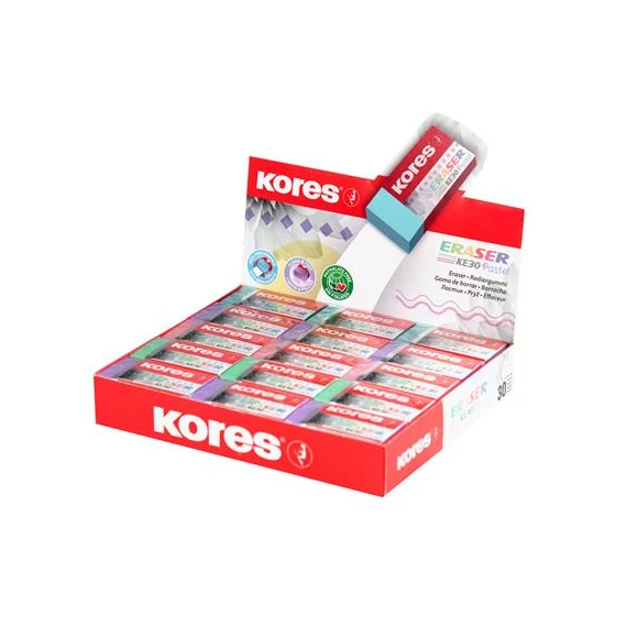 Radír display, KORES "KE-30", pasztell színek