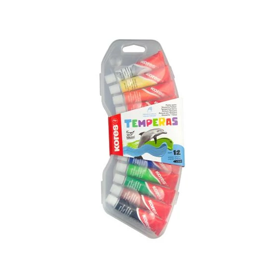 Tempera készlet, 12 ml, KORES, 12 különböző szín